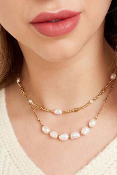 Necklace beads and pearl Gold Color Stainless Steel h5 Picture3